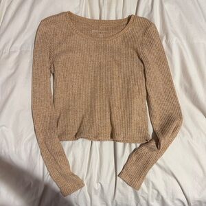 American Eagle Tan Ribbed Crop Top